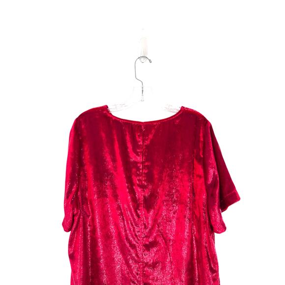 Lane Bryant Blouse Plus Short Sleeve Red Holiday Party Christmas Party Size 18 - Picture 8 of 11